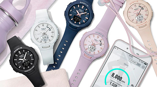 Японские спортивные наручные часы Casio Baby-G BSA-B100-2A с хронографом