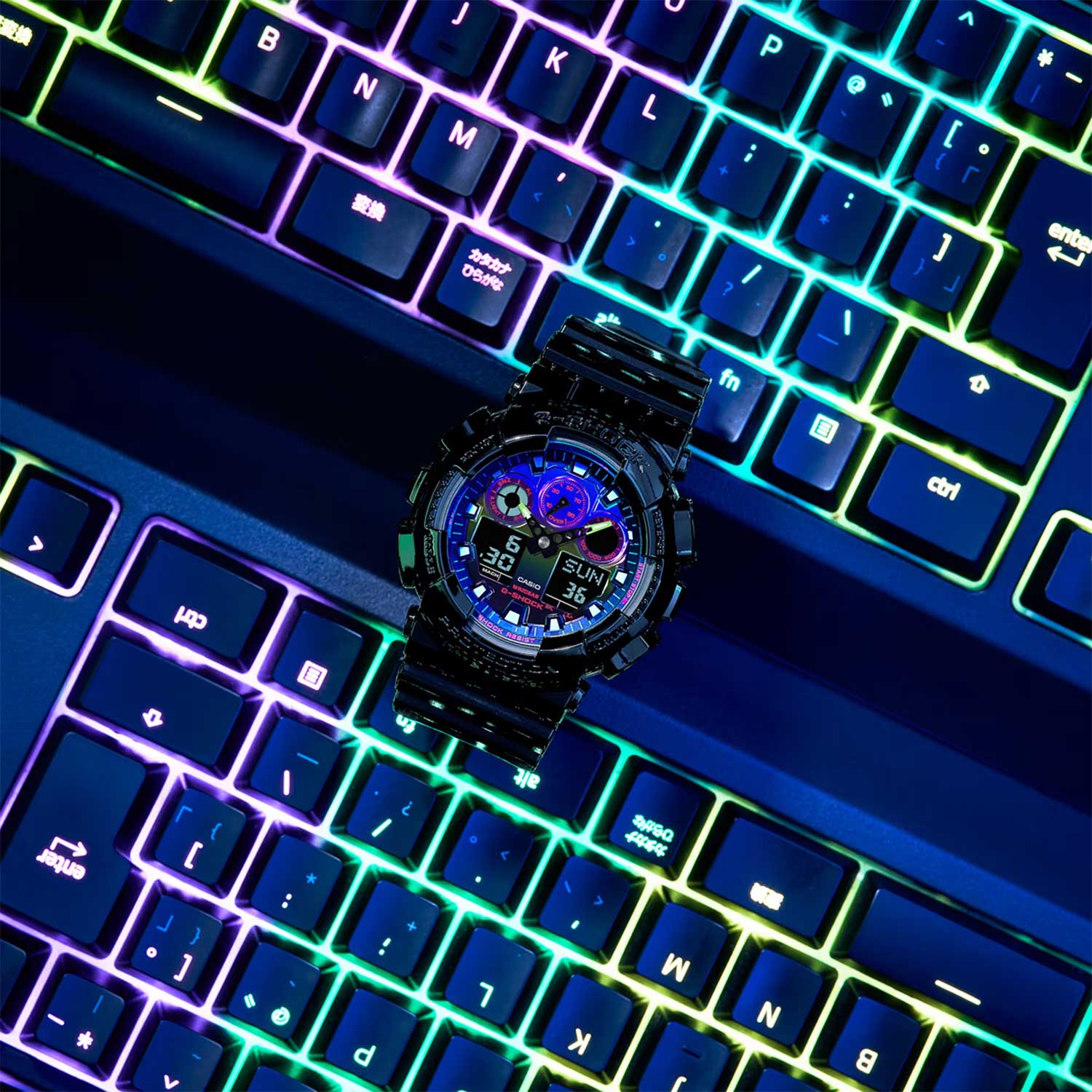 Японские наручные часы Casio G-SHOCK GA-100RGB-1A с хронографом